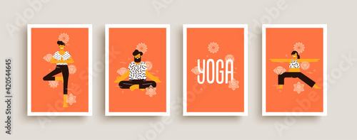 Yoga pose people character concept collection