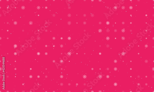 Seamless background pattern of evenly spaced white spider web symbols of different sizes and opacity. Vector illustration on pink background with stars
