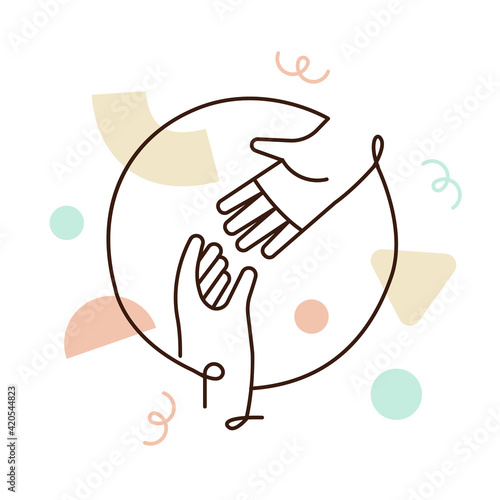 People hands reaching out concept help line icon