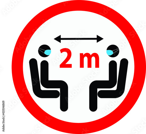 Coronavirus safety distance between humans. Recommended social distance between chairs 2 meters.
