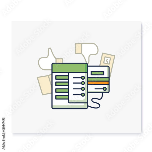 Voting machine color icon. Modern automated EVM. Election equipment. Electronic vote. Choice, vote concept. Democracy. Parliamentary or presidential elections. Isolated vector illustration