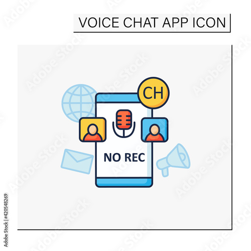 Unrecorded conversation color icon. Private dialogue. Conversations are not recorded. Communication concept. Isolated vector illustration