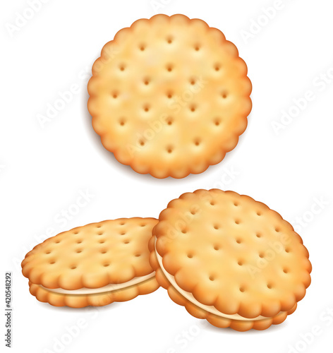 Realistic Detailed 3d Sandwich Cookies Set. Vector