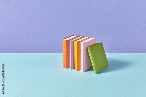 Vertical standing craft books made from paper.