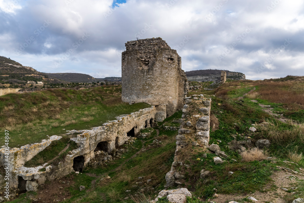 The gate tower of the fortress Kalamita. Inkermanю Crimea.
