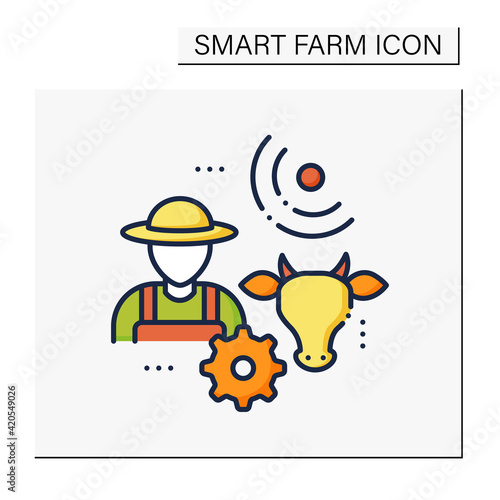 Animal breeder color icon. Responsible for producing animals for business. May assist with breeding of large animals. Successful farming concept. Isolated vector illustration