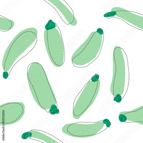 Zucchini seamless pattern. Simple flat hand drawn background vector design template. Healthy vegan food