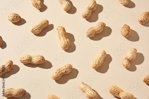 Natural pattern from organic peanuts. photo