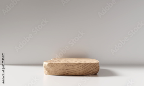 Fototapeta Naklejka Na Ścianę i Meble -  Wooden product display podium on white  background. 3D rendering	