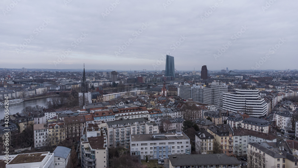 Aerial view over the city of Frankfurt Germany - travel photography