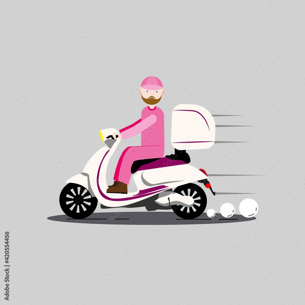 A delivery guy in a pink suit A delivery guy in a pink suit