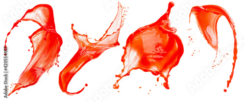 collection of red paint splash isolated on a white background