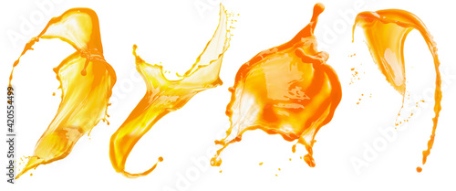 collection of yellow paint splash isolated on a white background