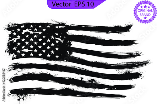 USA Flag - Distressed American flag with splash elements, eps 10, patriot flag, military flag, American flag. Only commercial use