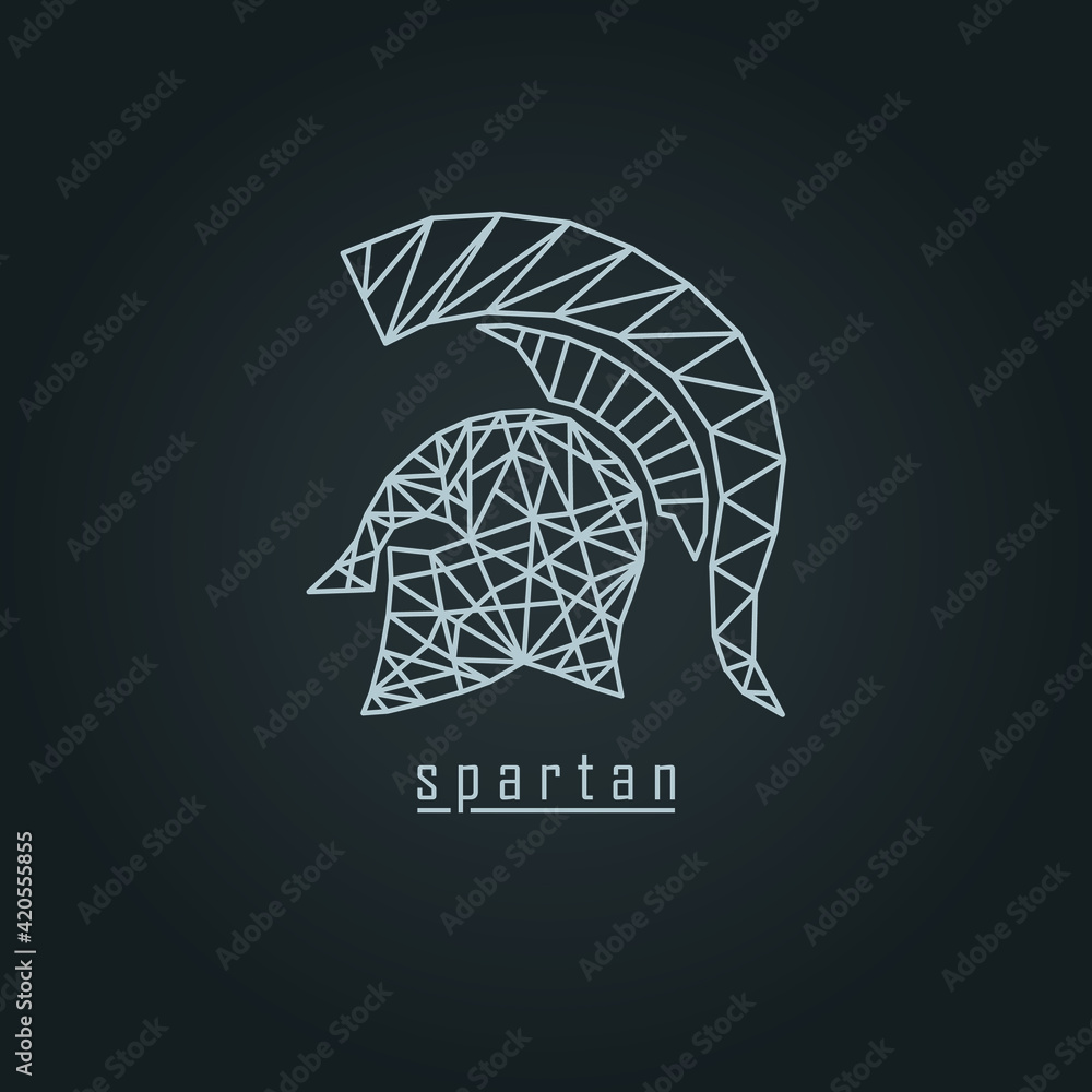 White polygonal spartan and text with black background White polygonal spartan and text with black background