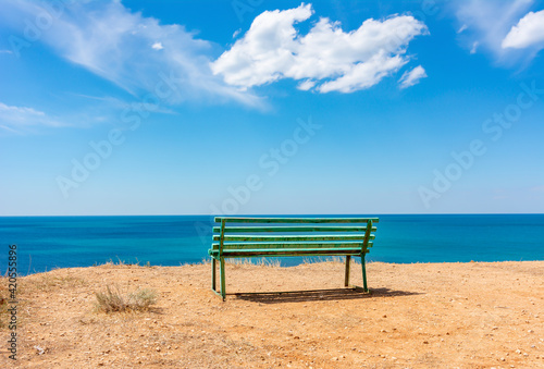Bench with sea view on Sicily island, Italy