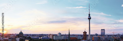 Photography Skyline Of Berlin in Germany on a sunset
