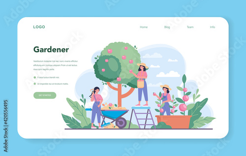 Gardener web banner or landing page. Idea of horticultural designer business