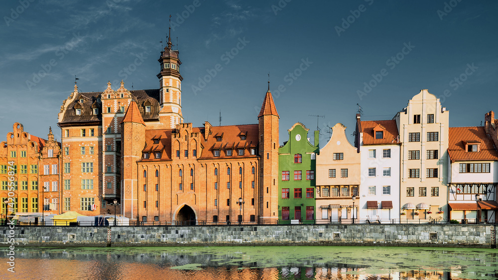 Cityscape of Gdansk with reflection early in the morning