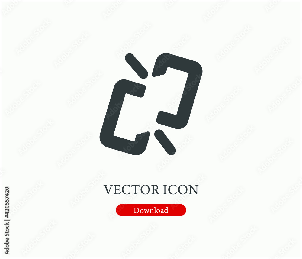 Brpken web link vector icon. Editable stroke. Linear style sign for use on web design and mobile apps, logo. Symbol illustration. Pixel vector graphics - Vector Brpken web link vector icon. Editable stroke. Linear style sign for use on web design and mobile apps, logo. Symbol illustration. Pixel vector graphics - Vector