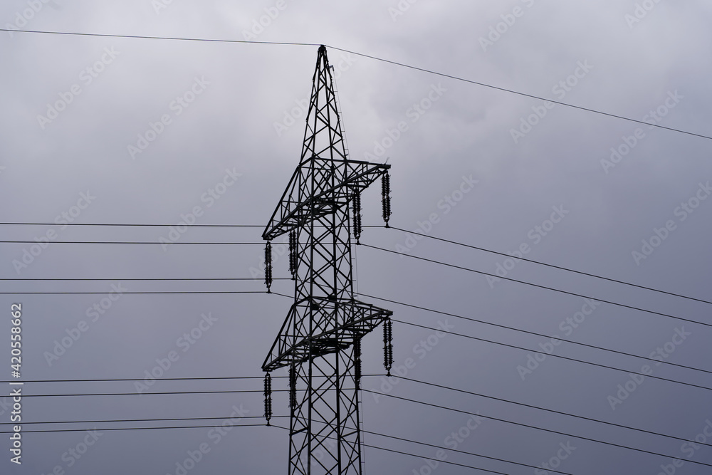 Pillar of high tension power line tower at Zurich, Switzerland. Pillar of high tension power line tower at Zurich, Switzerland.
