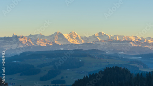 panorama of mountains in swiss alps