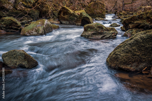 The rapids in the lower reaches of the Prüm near Irrel in the Eifel, Germany..The Irrel waterfalls of the Prüm. photo