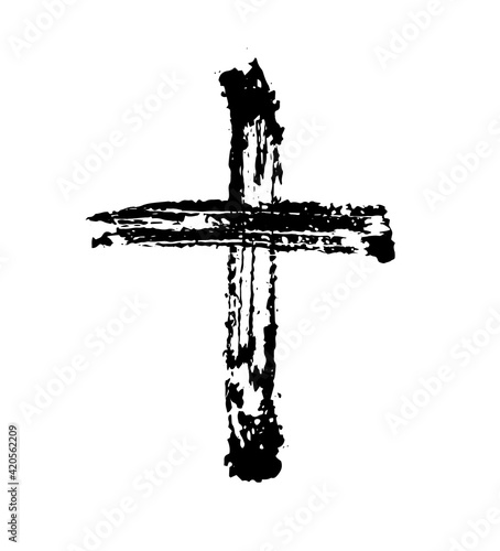 Black blotted cross. Vector illustration