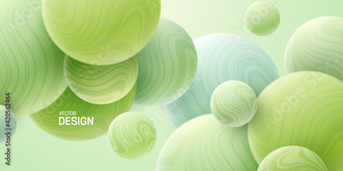 Abstract background with 3d mint green spheres.