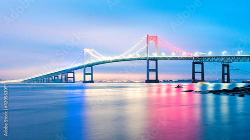 Newport Bridge in Red, White and Blue photo