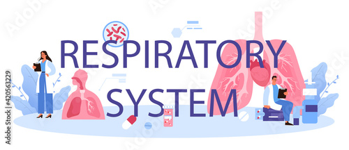 Respiratory system typographic header. Idea of health and medical treatment.