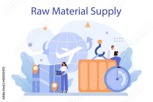 Raw material supply concept. Suppliers, B2B idea, global distribution