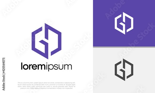 Initials GD logo design. Initial Letter Logo. Hexagon logo