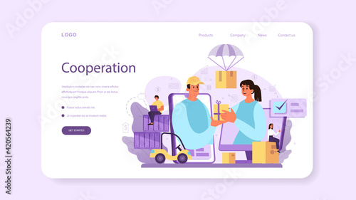 Suppliers web banner or landing page. B2B idea, global logistic distribution
