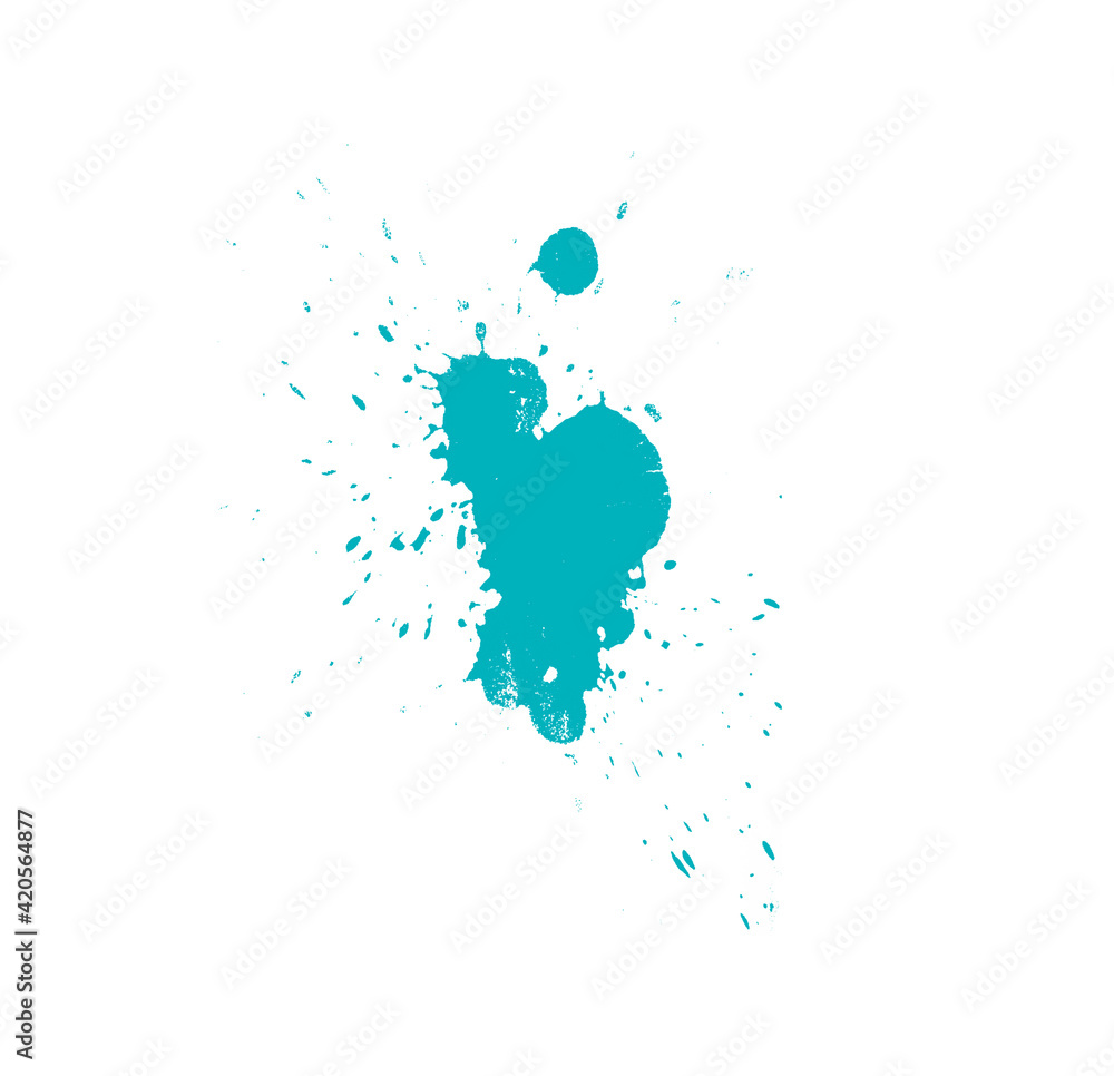 Turquoise spray watercolor isolated brush for drawing