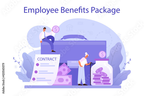 Employee benefits package concept. Compensation supplementing employee's