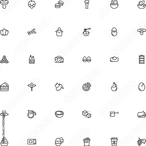 icon vector icon set such as: vineyard, tradition, tomato, cheddar, ramen, cappuccino, sweetener, lactarius, bucket, pie, elegance, flame, rectangular, jar, squeeze, garment, bunch, pepperoni, away