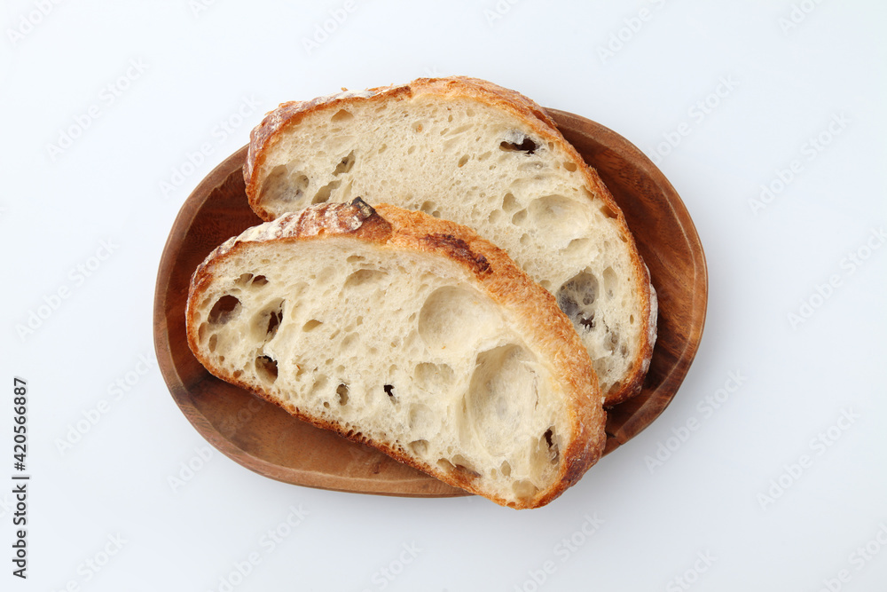 フランスのパン スライス 白背景