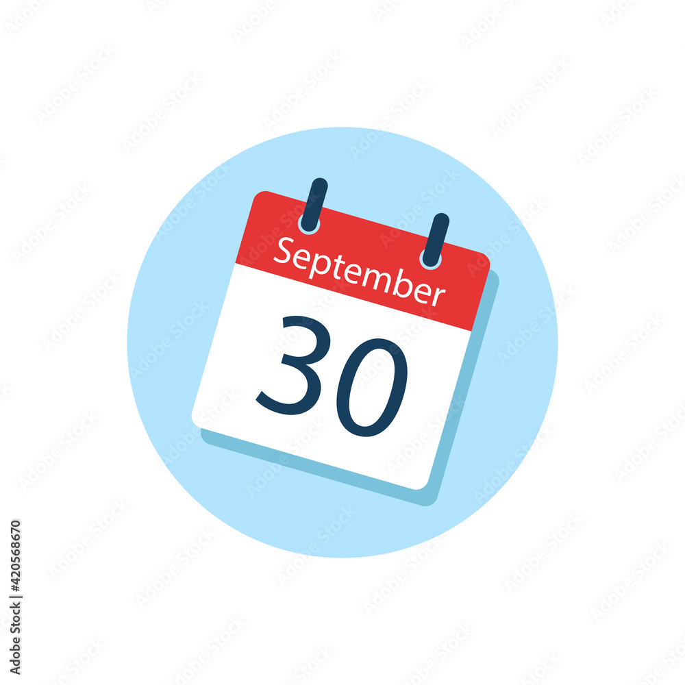 White daily calendar Icon September in a Flat Design style. Easy to edit Isolated vector Illustration. White daily calendar Icon September in a Flat Design style. Easy to edit Isolated vector Illustration.