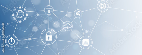 internet digital security technology concept for business background. Lock on circuit board