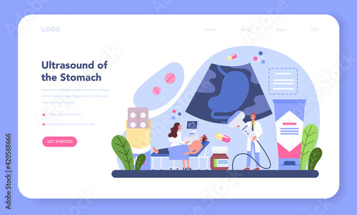 Gastroenterology doctor web banner or landing page. Idea of health care