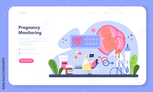 Gynecologist web banner or landing page. Pregnancy monitoring