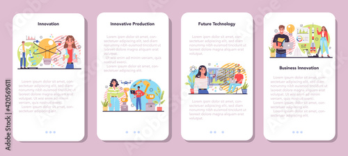Innovation mobile application banner set. Idea of creative business solution