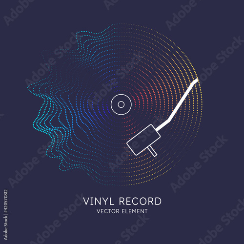 Poster of the sound wave. Illustration music on dark background.