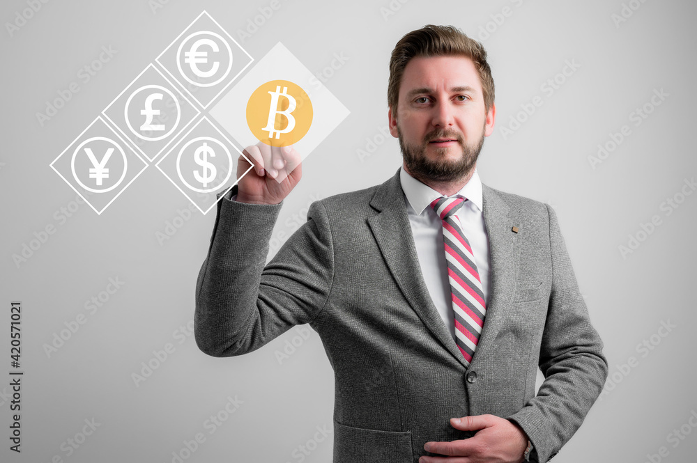 Portrait of business man wearing business clothes making idea gesture Portrait of business man wearing business clothes making idea gesture