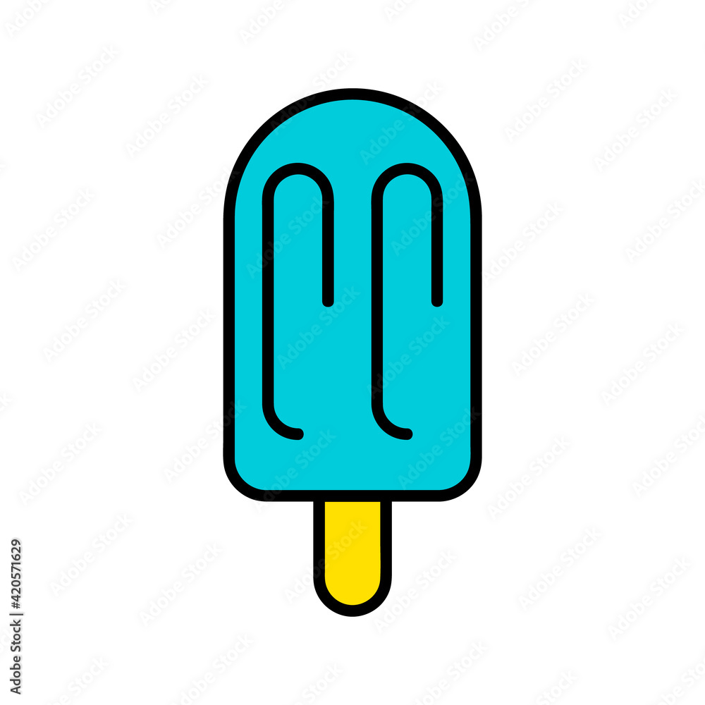 Ice cream in waffle flat icon. Pictogram for web. Line stroke. Isolated on white background. Vector eps10 Ice cream in waffle flat icon. Pictogram for web. Line stroke. Isolated on white background. Vector eps10