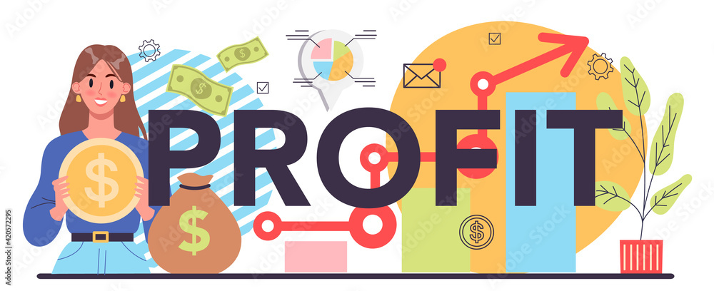 Profit typographic header. Idea of business success and financial growth