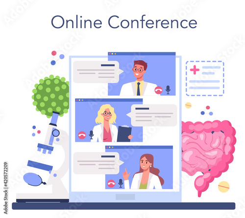 Proctologist online service or platform. Doctor examine intestine