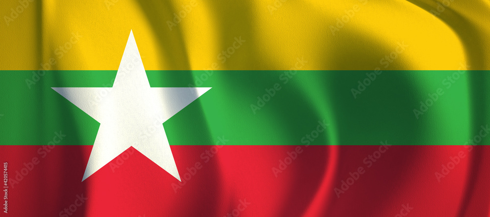 3d rendering of myanmar flag. 3d rendering of myanmar flag.