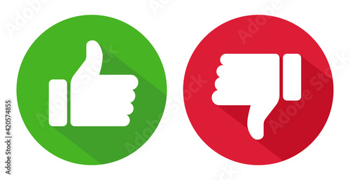Thumb up and down flat icon. Round icon Vector illustration isolated on white background. EPS 10